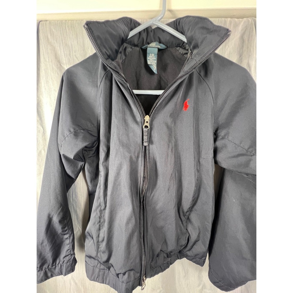Polo Ralph Lauren Boys Navy Blue Full Zip Lined Windbreaker Jacket Red Pony S 8